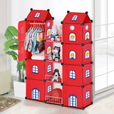 圣若瑞斯时尚简易组合式衣橱儿童卡通城堡衣柜衣物整理玩具储物柜