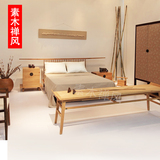 新中式老榆木双人床 简约实木免漆卧室1.8m大床明式禅意环保家具