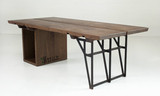 美式实木写字台北欧工业风铁艺术钢木书桌设计师办公桌休闲电脑桌