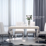 象牙白钢琴烤漆餐桌 现代简约创意长方形餐台桌 餐厅家具高端定制