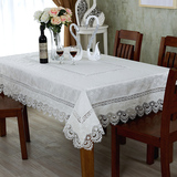 歌兰朵欧式桌布刺绣花边餐桌布台布白色蕾丝桌布茶几布圆桌布盖巾