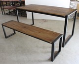 欧美式乡村 铁艺实木桌椅 复古做旧餐桌 餐椅 餐桌椅桌椅组合套件