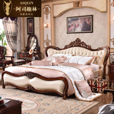 欧式双人床 新古典高端美式婚床奢华公主床1.8米美式真皮床