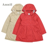 安奈儿女童装冬季款 正品 加绒里厚保暖梭织风衣外套大衣AG445465