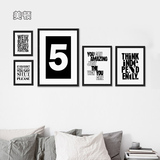 沙发背景墙三联画北欧风格挂画客厅卧室英文字母创意黑白画装饰画