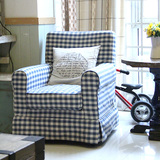 实木家具美式乡村布艺懒人沙发卧室小户型休闲椅子单人沙发咖啡椅