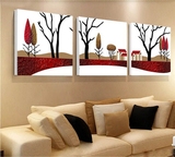 抽象艺术装饰画 客厅三联挂画 沙发背景墙画 发财树风景画 无框画