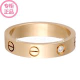 Cartier卡地亚LOVE系列18K黄金镶钻石情侣结婚对戒指 玫瑰金指环