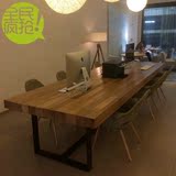 美式乡村咖啡茶餐厅桌椅实木家具 复古铁艺餐桌书桌会议桌办公桌