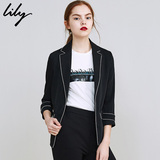 Lily2016秋新款女装商务休闲七分袖直筒显瘦西装外套116320C2603
