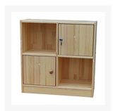实木书柜书架自由组合松木收纳储物柜 门锁格子柜时尚简约储藏柜
