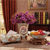 欧式陶瓷花瓶三件套装 高档客厅摆件家居装饰品 桌面摆设创意礼品