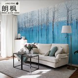 包邮手绘树林艺术油画壁纸客厅卧室电视背景定制墙纸个性创意壁画