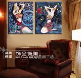 云南丽江少数民族风商品特色装饰画蜡染画布艺壁挂画客厅装饰画