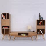 北欧客厅实木小柜子 单个创意书柜带门储物柜书房简易边柜格子柜