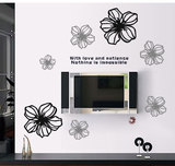 个性简约黑白花朵装饰墙贴客厅餐厅背景墙装饰墙贴画环保可移除