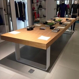 现代简约大型长条桌会议桌美式实木电脑桌餐桌铁艺长桌办公桌家具