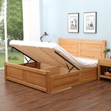 日式实木床1.8双人床婚床北欧宜家储物高箱橡木床简约现代 特价