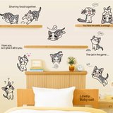 促销起司猫现代中式动物PVC防水墙贴平面墙贴儿童卧室房间装饰品