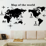 墙贴 世界地图 客厅书房卧室教室布置可移除墙贴纸旅游景点