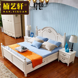 楠艺轩美式乡村全实木床1.8米1 8米白色欧式床双人床香柏木高箱床