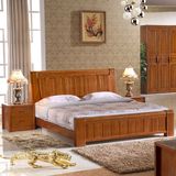 榆木床全实木床1.8米高箱储物床 中式实木床现代架子床简约婚床