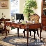 美式实木简约书桌写字桌欧式简易雕花台式电脑桌办公桌子组合特价
