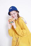 2015塔卡沙超市系列黄色芝士连帽长款套头卫衣