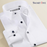 SmartFive 白色丝光棉长袖秋男士衬衫礼服款绅士正装品牌衬衣免烫