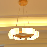 餐厅灯北欧宜家木吊灯现代简约餐吊灯客厅实木吊线灯卧室圆形吊灯