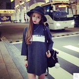 ISSDM卫衣女2015春季新款 韩版时尚宽松套头中长款七分袖卫衣T恤