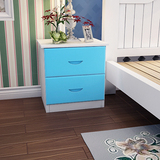 实木粉色原木蓝色整装松木组装欧式无门成人床头柜