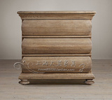 美式乡村实木床头柜法式仿古做旧斗柜复古餐边柜现代简约床头柜