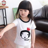 伊诺小镇儿童装女童打底衫韩版可爱卡通夏女童t恤儿童短袖上衣