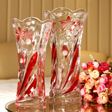 欧式彩色透明玻璃花瓶客厅摆件富贵竹大号水培装饰插花器