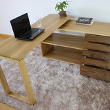 纯实木办公桌电脑桌简约现代白橡木拐角书桌办公桌电脑桌定制包邮