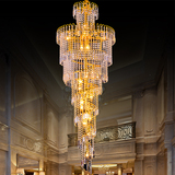 金色水晶吊灯复式楼客厅长吊灯酒店工程别墅水晶灯现代中式楼梯灯