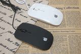 包邮超薄黑白苹果有线  办公男女士鼠标USB笔记本台式电脑通用