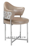 新款不锈钢休闲椅后现代简约风格PU皮餐椅时尚小围椅休闲吧椅021
