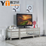 镜面电视柜可定制整体家装电视柜新古典现代家具欧式实木脚电视柜
