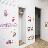 凯蒂猫墙贴画儿童房幼儿园贴纸卡通卧室床头衣柜装饰壁纸汽车内饰