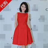2016东大门代购夏季款韩国SZ连衣裙明星同款女装大红修身小礼服