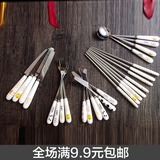 韩国创意便携陶瓷勺子筷子餐具套装冰淇淋挖勺小勺子不锈钢叉子