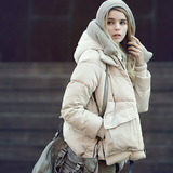 2015冬季新款韩版显瘦白鹅绒长袖连帽短款加厚加绒羽绒服棉衣女潮