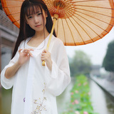 2016夏手绘中国风复古女装棉麻防晒开衫 超薄大码中长款宽松外套