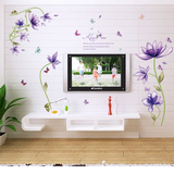 紫色梦幻花朵卧室客厅玄关沙发电视背景衣柜婚房装饰浪漫蝴蝶墙贴