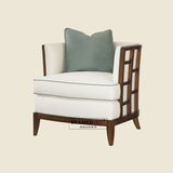 东南亚风格布艺休闲椅美式实木沙发椅客厅老虎椅高端单人沙发定制