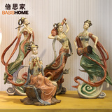 飞天神女创意桌面摆件敦煌仙女树脂家居装饰中国复古中式手工艺品