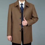 新品中老年男士羊毛大衣中长款毛呢风衣扣子秋冬季中年男外套特价