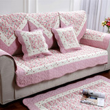韩式粉色碎花全棉皮木组合沙发垫套巾布艺田园时尚四季坐垫子防滑
